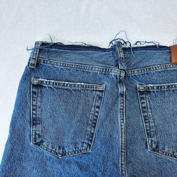 Anine Bing Gavin Raw Hem Cut Off Denim Shorts Size 28 Medium Wash Blue - Picture 5 of 13
